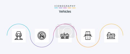 Illustration for Vehicles Line 5 Icon Pack Including marine. highway. military. grid. construction - Royalty Free Image