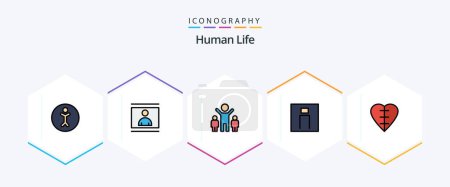 Ilustración de Paquete de iconos Human 25 FilledLine con forma de corazón. usuario. compañía. Persona. hombre - Imagen libre de derechos