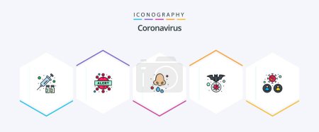 Téléchargez les illustrations : Coronavirus 25 FilledLine icône pack y compris le virus. coronavirus. allergie. transporteur. nez - en licence libre de droit