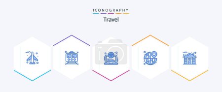 Illustration for Travel 25 Blue icon pack including forest. the. area. pin. around - Royalty Free Image