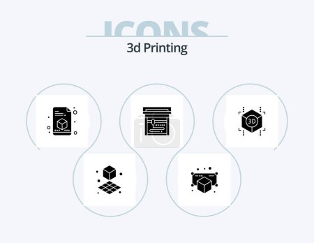 Illustration for 3d Printing Glyph Icon Pack 5 Icon Design. . point. cube. object. gadget - Royalty Free Image