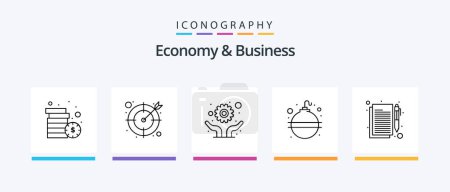 Illustration for Economy And Business Line 5 Icon Pack Including clip. investment. justice. shield. money. Creative Icons Design - Royalty Free Image