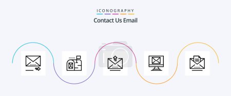 Ilustración de Email Line 5 Icon Pack Incluyendo carta. borrador. Una carta. Recibido. correo electrónico - Imagen libre de derechos