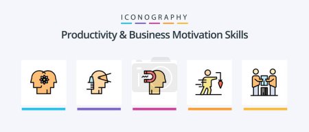 Ilustración de Productivity And Business Motivation Skills Line Filled 5 Icon Pack Including forward. break. fall. arrows. partnership. Creative Icons Design - Imagen libre de derechos