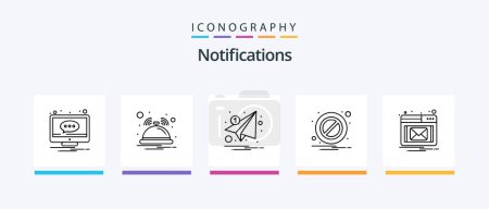 Illustration for Notifications Line 5 Icon Pack Including notification. home. notification. placeholder. notification. Creative Icons Design - Royalty Free Image