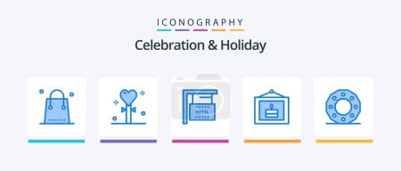Illustration for Celebration and Holiday Blue 5 Icon Pack Including picture. celebration. holiday. birthday. holiday. Creative Icons Design - Royalty Free Image