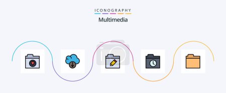 Téléchargez les illustrations : Multimedia Line Filled Flat 5 Icon Pack Including . rename. storage. files - en licence libre de droit