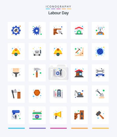 Téléchargez les photos : Creative Labour Day 25 Flat icon pack  Such As professions. wrench. construction. tool. household - en image libre de droit