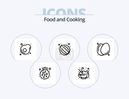 Ilustración de Food Line Icon Pack 5 Icon Design. onion. medicine. eggs. herbal. food - Imagen libre de derechos