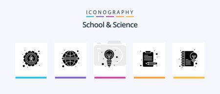 Téléchargez les illustrations : School And Science Glyph 5 Icon Pack Including creative. bulb. writing. article writing. Creative Icons Design - en licence libre de droit