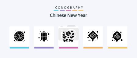 Ilustración de Chinese New Year Glyph 5 Icon Pack Including chinese. new year. lunar. lantern. celebrate. Creative Icons Design - Imagen libre de derechos