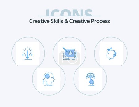 Illustration for Creative Skills And Creative Process Blue Icon Pack 5 Icon Design. creative. logo. digital. pencil. solution - Royalty Free Image