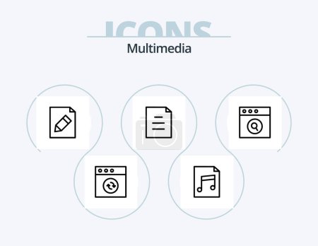 Ilustración de Multimedia Line Icon Pack 5 Icon Design. . . text. file. alert - Imagen libre de derechos