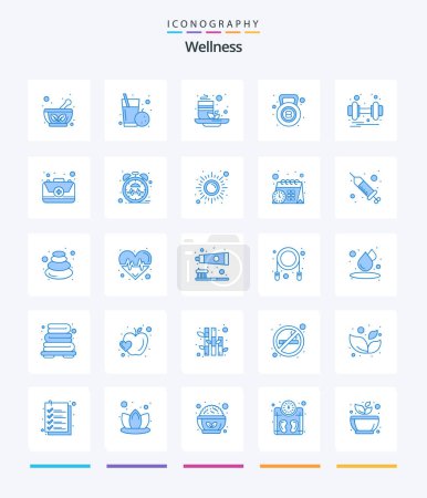 Ilustración de Creative Wellness 25 Azul icono paquete Tal como gimnasio. Aptitud. taza. peso. gimnasio - Imagen libre de derechos