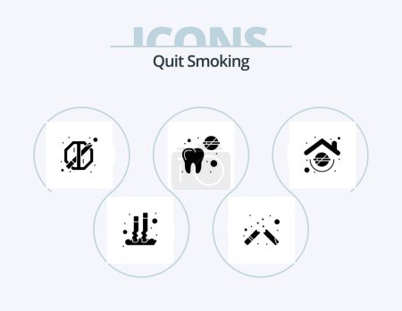 Illustration for Quit Smoking Glyph Icon Pack 5 Icon Design. home. healthcare. healthcare. dentist. not allowed - Royalty Free Image