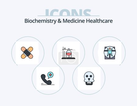 Ilustración de Biochemistry And Medicine Healthcare Line Filled Icon Pack 5 Icon Design. reproduction. process. hospital. physics. particle - Imagen libre de derechos