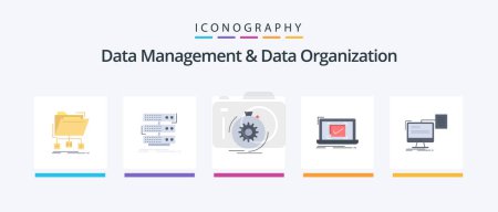 Illustration for Data Management And Data Organization Flat 5 Icon Pack Including checklist. system. database. speed. performance. Creative Icons Design - Royalty Free Image