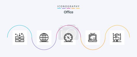 Illustration for Office Line 5 Icon Pack Including work. office. business. development. laptop - Royalty Free Image