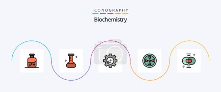 Illustration for Biochemistry Line Filled Flat 5 Icon Pack Including division. cell. setting lab. biology. wind - Royalty Free Image