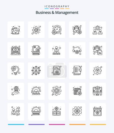 Illustration for Creative Business And Management 25 OutLine icon pack  Such As business. gear. business. cog. time - Royalty Free Image