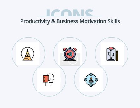 Ilustración de Productivity And Business Motivation Skills Line Filled Icon Pack 5 Icon Design. recycling. idea. lightbulb. bad. focus - Imagen libre de derechos