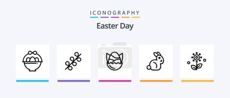 Téléchargez les illustrations : Easter Line 5 Icon Pack Including . decoration. rabbit. bynny. Creative Icons Design - en licence libre de droit