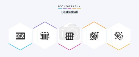 Illustration for Basketball 25 Line icon pack including sport. game. cabinet. sport. ball - Royalty Free Image