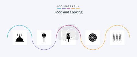 Téléchargez les illustrations : Food Glyph 5 Icon Pack Including wheat. food. food. cereal. food - en licence libre de droit