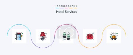 Illustration for Hotel Services Line Filled Flat 5 Icon Pack Including trolley. hotel. slippers. cart. spa - Royalty Free Image
