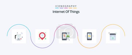 Illustration for Internet Of Things Flat 5 Icon Pack Including internet of things. connections. signal. wifi. internet of things - Royalty Free Image