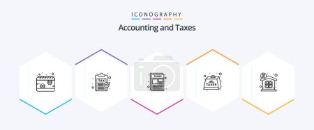 Illustration for Taxes 25 Line icon pack including payable. duties. payment. charge. paper - Royalty Free Image