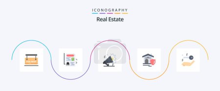 Illustration for Real Estate Flat 5 Icon Pack Including real estate. house. real estate. estate. house - Royalty Free Image