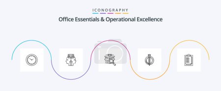 Illustration for Office Essentials And Operational Exellence Line 5 Icon Pack Including report card. graduate. box. bonus. success - Royalty Free Image