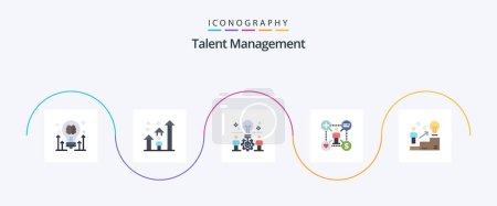 Téléchargez les illustrations : Talent Management Flat 5 Icon Pack Including like. user. progress. setting. idea - en licence libre de droit
