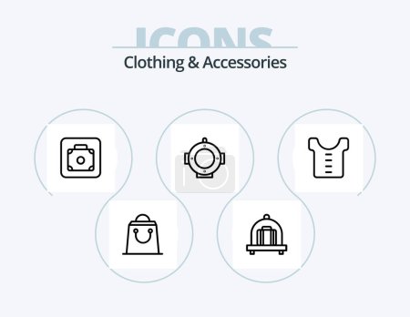 Téléchargez les illustrations : Clothing and Accessories Line Icon Pack 5 Icon Design. fashion. service. clothe. luggage. baggage - en licence libre de droit