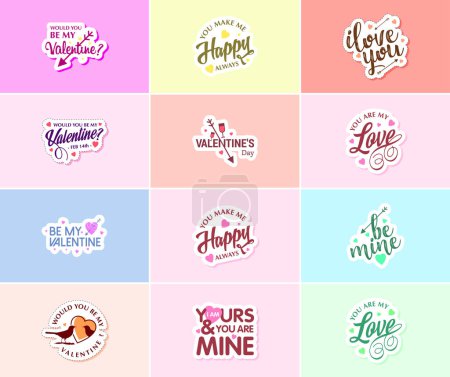Illustration for Valentine's Day: A Time for Love and Beautiful Graphic Design Stickers - Royalty Free Image