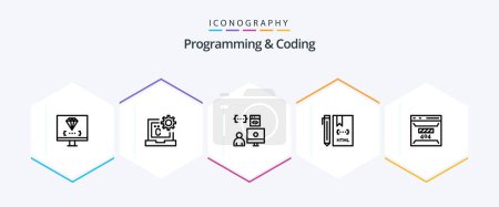 Ilustración de Programación y codificación 25 Paquete de iconos de línea incluyendo desarrollar. código. desarrollar. programador. desarrollar - Imagen libre de derechos