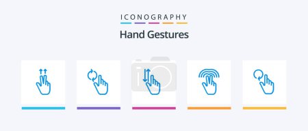 Ilustración de Mano Gestos Azul 5 Icono Pack Incluyendo dedo. Paga. gestos. La mano. Doble. Diseño de iconos creativos - Imagen libre de derechos