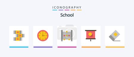 Illustration for School Flat 5 Icon Pack Including . eraser. education. education. projector. Creative Icons Design - Royalty Free Image