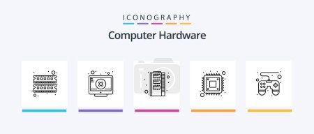 Ilustración de Computer Hardware Line 5 Icon Pack Incluye hardware. dispositivo. hardware. Ordenador. disco duro. Diseño de iconos creativos - Imagen libre de derechos