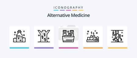 Illustration for Alternative Medicine Line 5 Icon Pack Including environment. therapy. exercise. spa. magnet. Creative Icons Design - Royalty Free Image