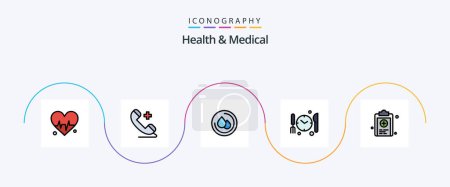 Illustration for Health And Medical Line Filled Flat 5 Icon Pack Including . medicine. droop. medical. time - Royalty Free Image