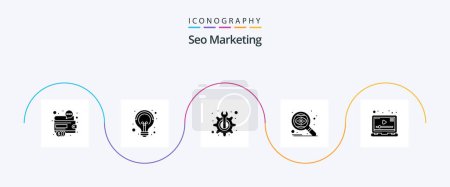 Téléchargez les illustrations : Seo Marketing Glyph 5 Icon Pack Including eye. seo. idea. search. technical - en licence libre de droit