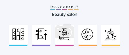 Téléchargez les illustrations : Beauty Salon Line 5 Icon Pack Including salon. female. spa salon. curly. close salon. Creative Icons Design - en licence libre de droit