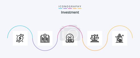 Ilustración de Línea de inversión 5 Icon Pack Incluyendo negocio. inversión. negocios. decisión. equilibrio - Imagen libre de derechos