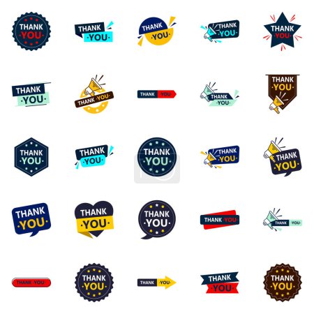 Ilustración de 25 Innovative Vector Icons for Expressing Thankfulness - Imagen libre de derechos