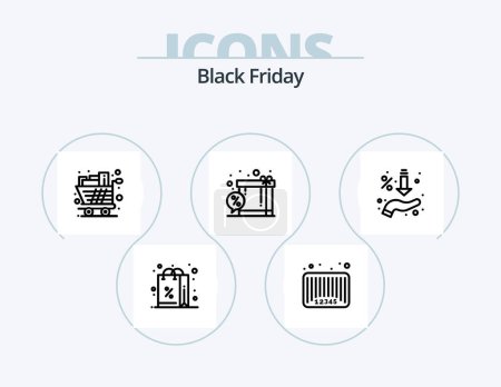 Téléchargez les illustrations : Black Friday Line Icon Pack 5 Icon Design. chat. tag. shopping. sales. sale - en licence libre de droit