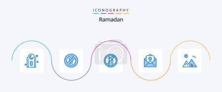 Illustration for Ramadan Blue 5 Icon Pack Including egypt. arabian. ramadan. arabia. islam - Royalty Free Image
