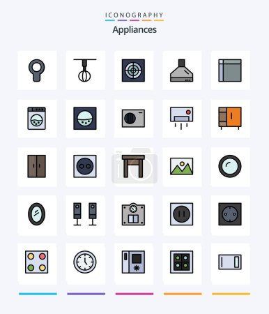 Téléchargez les illustrations : Creative Appliances 25 Line FIlled icon pack  Such As handkerchief. kitchen. house. fan. fan - en licence libre de droit