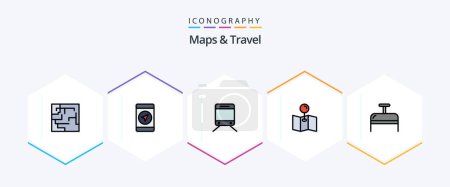 Illustration for Maps and Travel 25 FilledLine icon pack including . travel. . luggage - Royalty Free Image